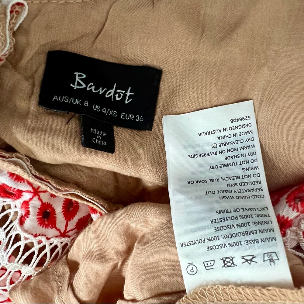 Bardot Shock Camille Mini Dress Floral Lace Embroidered Peek-A-Boo V-Neck 4 - Picture 8 of 10